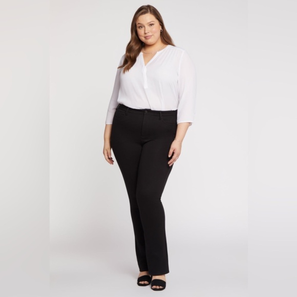 NYDJ Black Marilyn Straight Bootcut Pants In Plus Size 20W